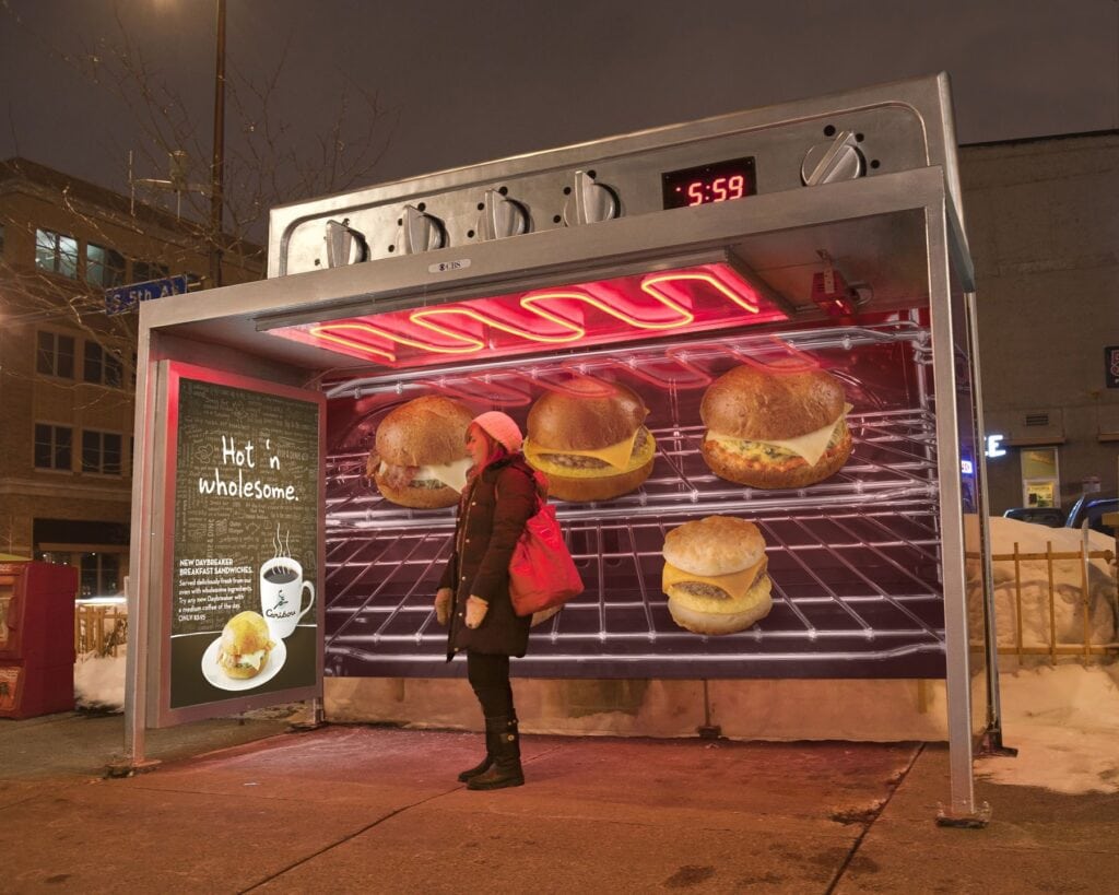 oven bus stop guerrilla marketing